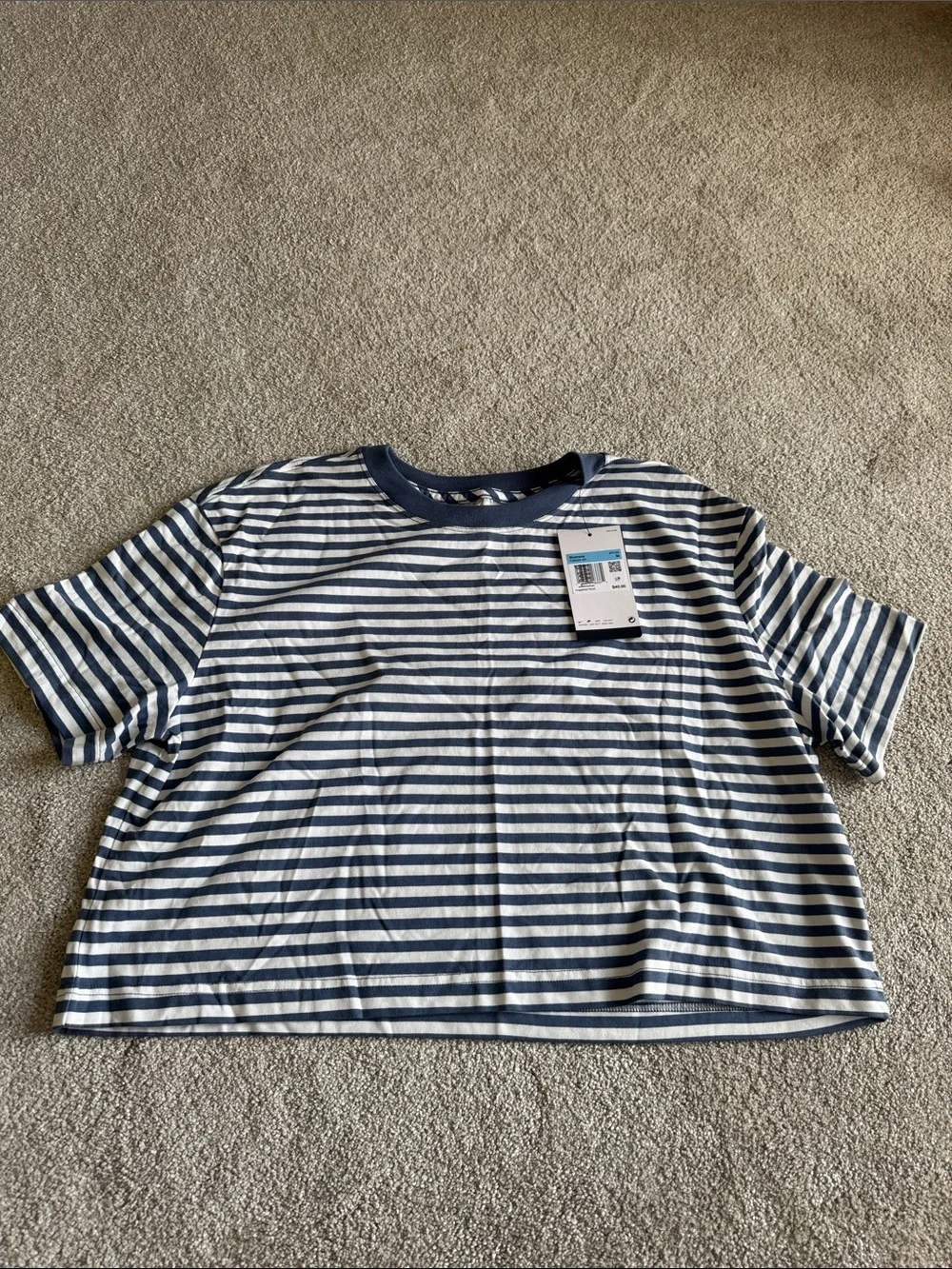 Nike Navy & White Striped Short Sleeve Tee